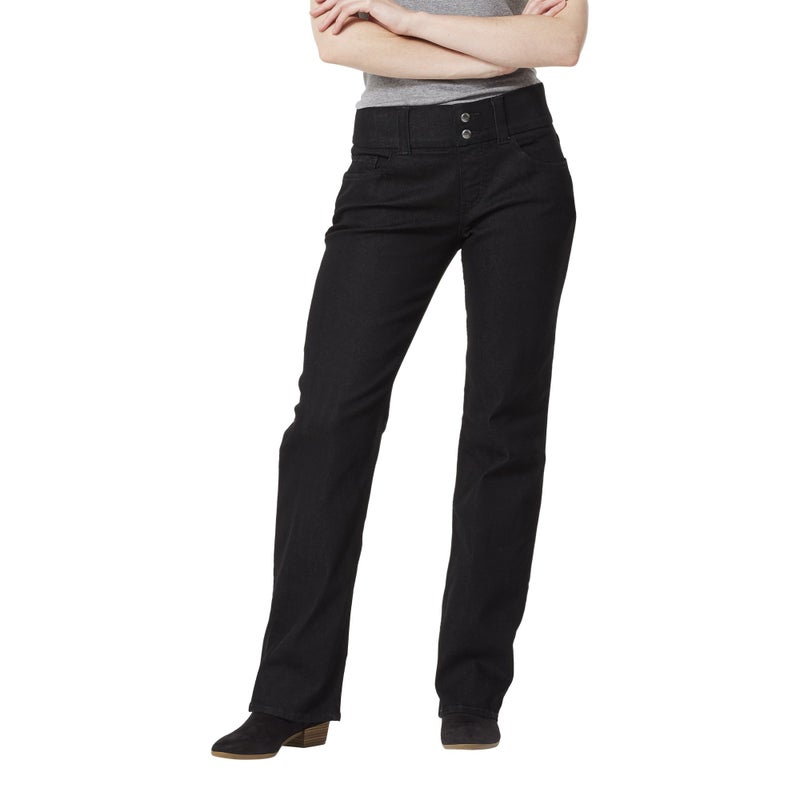 Riders by Lee Indigo Women's Pull on Waist Smoother Bootcut Jean, Black, 16